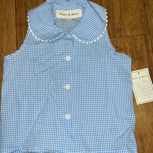 Kayce Hughes Pears & Bears sleeveless gingham blouse size 8